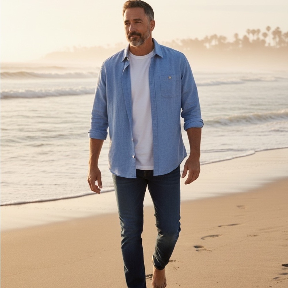 Tommy Bahama Blue Casual Button Down Shirt - Picture 2 of 2